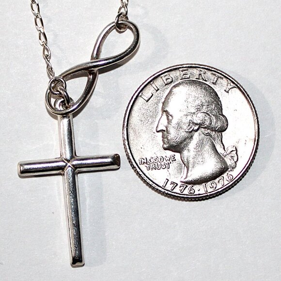 Sterling Silver Cross & Infinity Loop Necklace - Picture 3 of 7